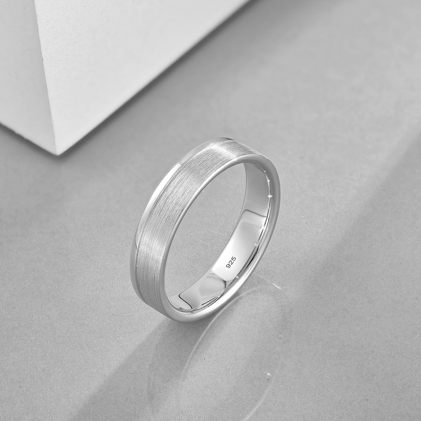 STARCHENIE Men's Wedding Band 925 Sterling Silver, 5MM, Brushed Matte Finish, Comfort Fit, Size 7