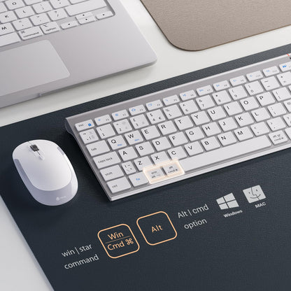 iClever GK03 Wireless Keyboard & Mouse Combo for Mac & Windows, 2.4G Rechargeable Wireless Keyboard Mouse, Silent Keys, Full Size, Portable Slim Ergonomic Design, QWERTY UK Layout, Silver and White