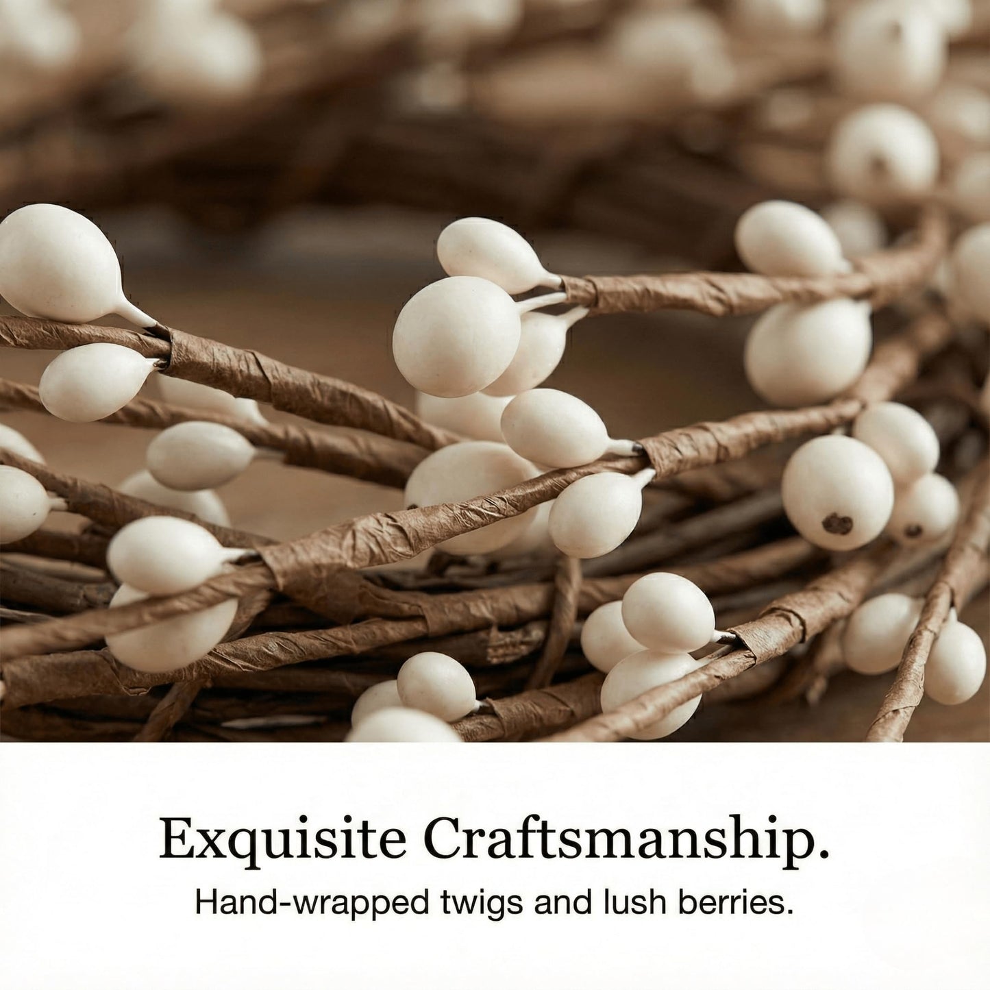Quixem 15" Cream Pip Berry Mini Wreath (4.5" Inner Dia), Rustic Ivory Artificial Wreath Ring for 3" Pillars, Small Farmhouse Kitchen Cabinet Decor, Wedding Centerpiece