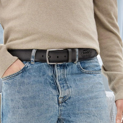 TATLETATLE Personalized Engraved Leather Belt for Dad Custom BEST DAD Leather Belt with Name for Dad Daddy Husband Grandpa on Fathers Day (Belt-C01)
