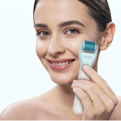 10 in 1 Derma Roller Kit, 0.25mm Microneedling Roller Microneedle Derma Roller with, Facial Beauty Roller Skin Care Tools, 10 Replaceable Heads and Storage Case