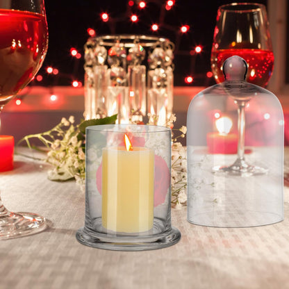 UKCOCO Glass Bell Jar Candle Holders Set of 2 – 6.22" Cloche Dome for Romantic Ambiance, Wedding Centerpiece & Home Decor, Gift for Anniversary