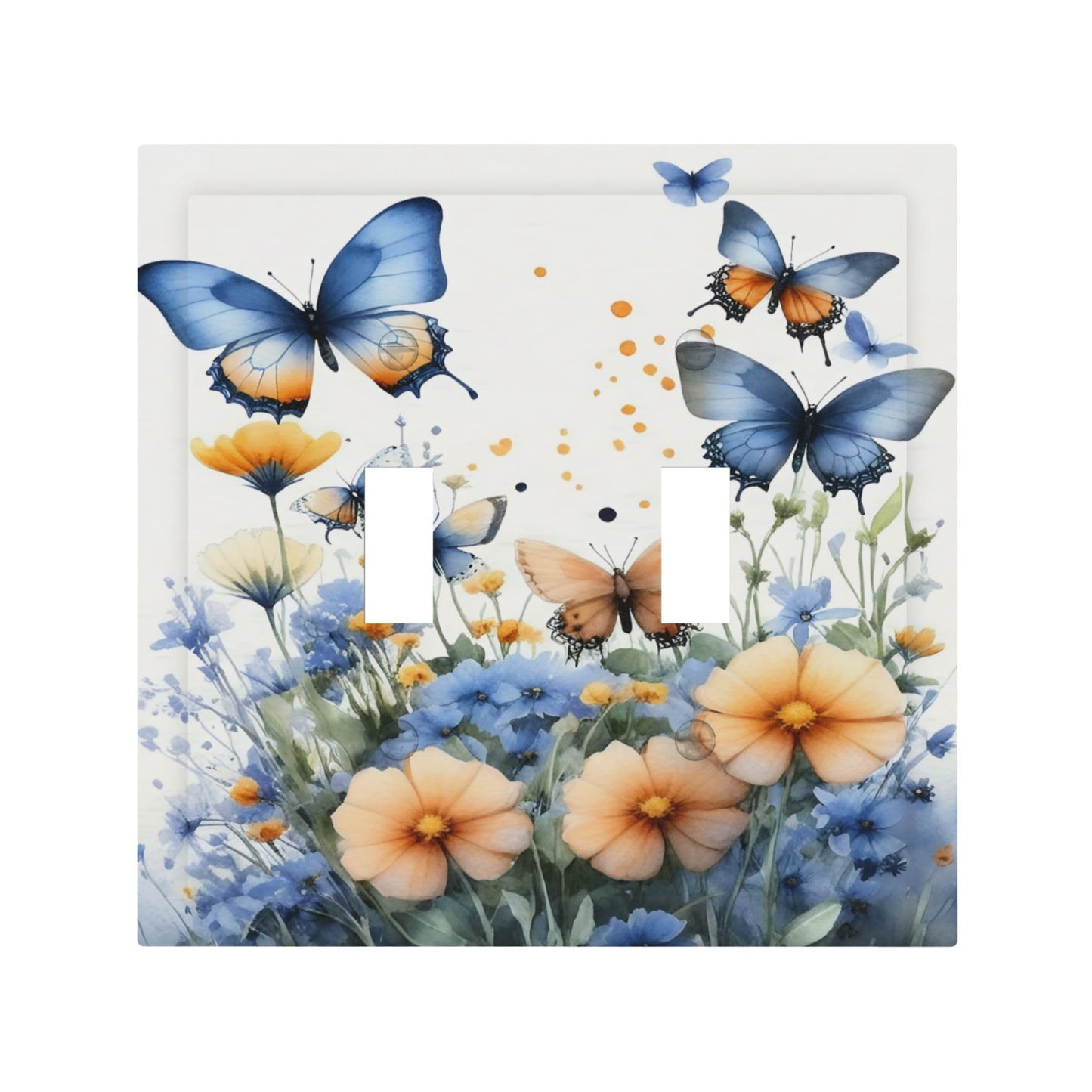 Decorative Art Light Switch Covers Butterfly Blooms 2 Gang Double Toggle Wall Plate Decorative Switchcover Electrical Switchplate for Home Decor