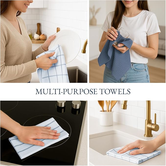LANE LINEN Cotton Kitchen Towels Set, Quick-Drying Dish Towels, Premium Hand