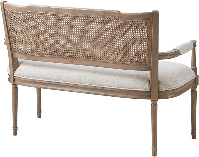 Madison Park Willshire Natural Rattan Settee, Upholstered Seat