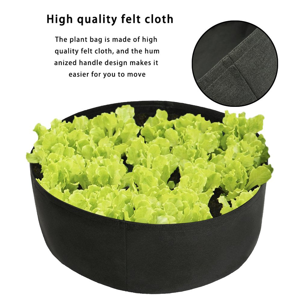 TITA-DONG Round Fabric Garden Plant Bed,50 Gallon Garden Fabric Grow Bag,Garden Vegetable Bed Planting Container Planter for Plants, Flowers, Vegetables (Black, 15 Gallon)