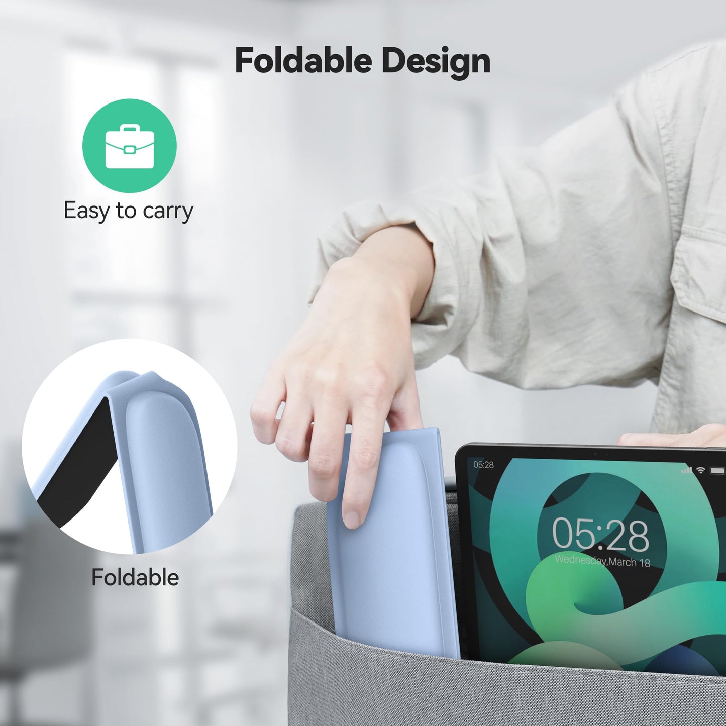 TECKNET Ergonomic Keyboard Wrist Rest and Mouse Pad, Foldable Memory Foam Wrist Rest for Computer Keyboard, Durable Mousepad for Computer Laptop Mac, Lightweight for Easy Typing and Pain Relief, Blue