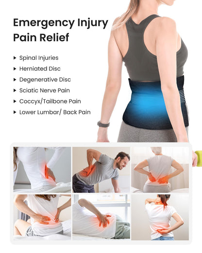 Koonie Extra 2 Large Ice Packs for Back Pain Relief with Extension Strap, Cold and Hot Packs for Injuries, Reusable Lower Back Ice Pack Wrap for Lumbar Surgery, Sciatica, Herniated Disc, Coccyx Pain