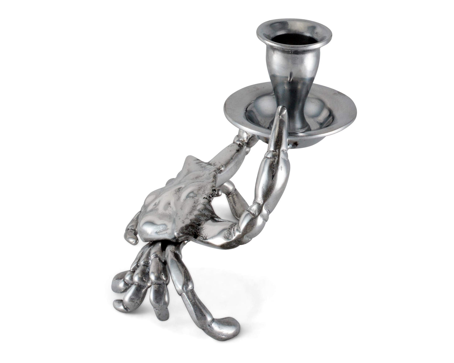 Arthur Court Aluminum Metal Crab Candle Holders/Candlestick - Perfect for Outdoor Table or Ocean/sea décor Quality Durable Silver Metal 5.5 inch Tall