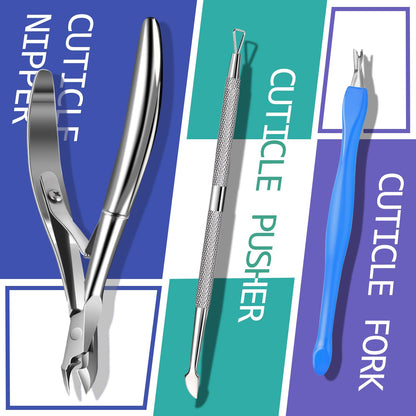 TsMADDTs Manicure Tools Kit Nail Care Kit with 3PCS Files, 2PCS Buffer Blocks, 2PCS Polishing Buffers, Cuticle Nipper, Pusher and Cuticle Oil