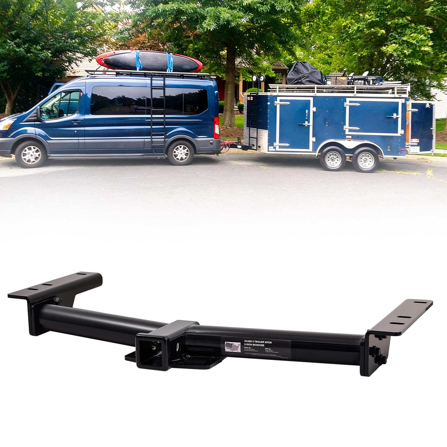 Paanlok Class 3 Trailer Hitch for 2015-2025 Ford Transit 150/250 & 2015-2024 Transit 350, 2022-2024 E-Transit | 8,000LBS Weight Distribution, Bolt-On 2 Inch Receiver, Heavy Duty Carbon Steel