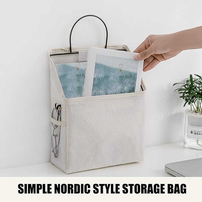 Wall-Hanging Storage Bags, Desktop Organizer Basket Cotton Linen Hanging