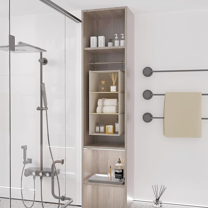 Hanging Closet Organizer, Easy Mount Foldable 3-Shelf Hanging Closet Wardrobe