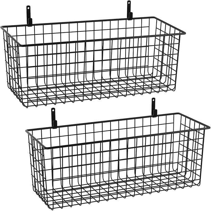 2 Sets Extra Large Hanging Wall Basket, WallmountedFruit Vegetable Toy Snack