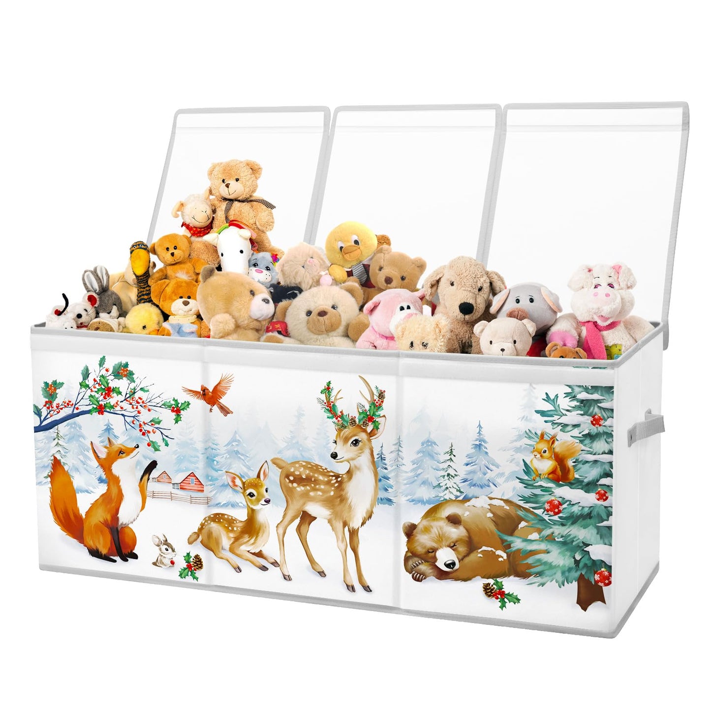 Christmas Toy Storage Bin,Extra Large Toy Box Chest with Lids & Handles for Kids Boys Girls,Collapsible Storage Organizer Box Bin Basket for Bedroom,Playroom, Nursery,37.8"x12.6" x15.7",Animals