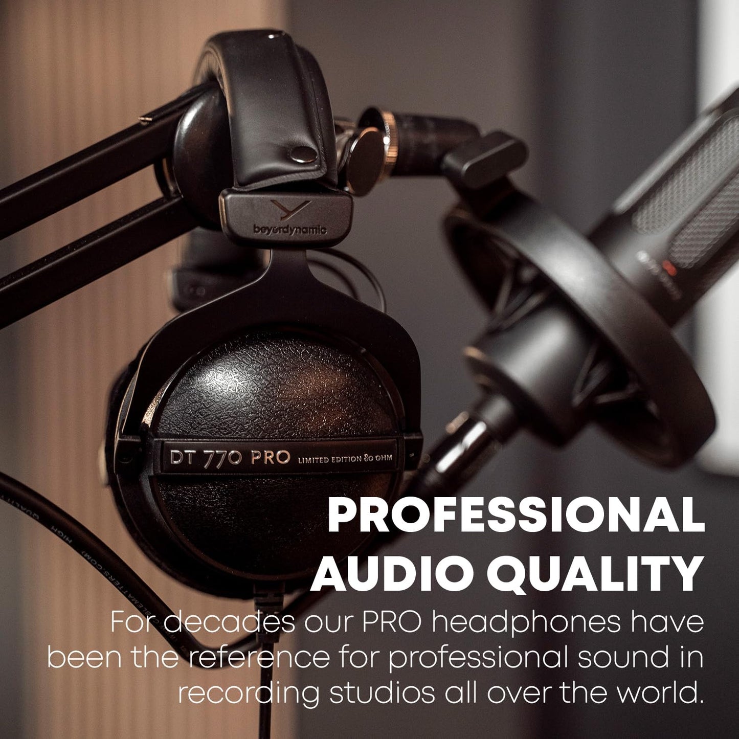 beyerdynamic DT 770 Pro Studio Headphones - Over-Ear, Closed-Back, Professional Design for Recording and Monitoring (80 Ohm, Grey)