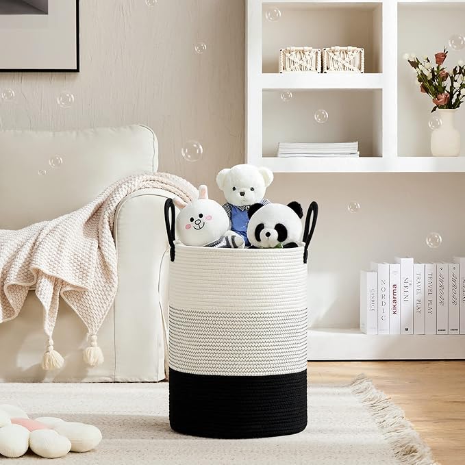 VIPOSCO Large Laundry Hamper, Tall Woven Rope Storage Basket