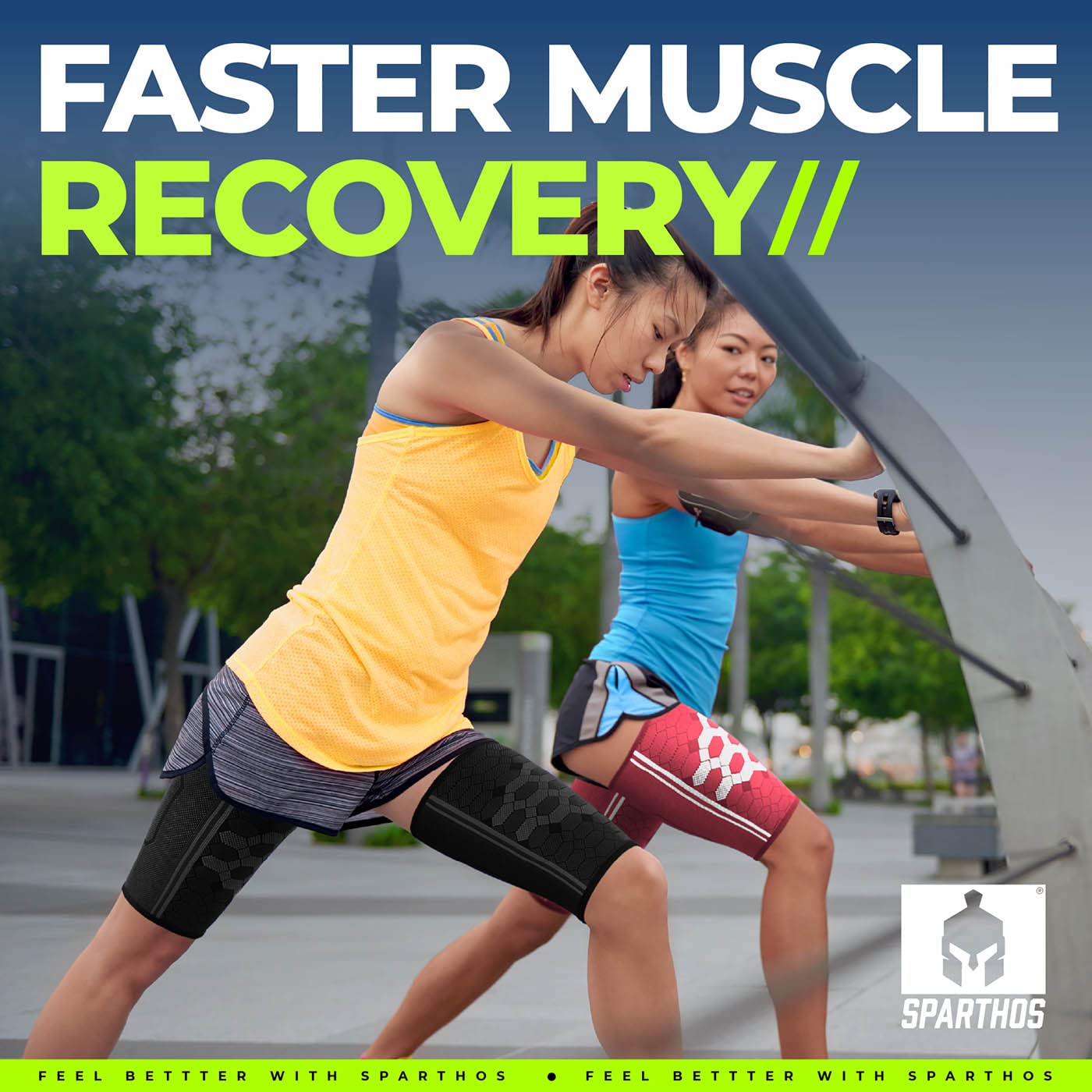 Sparthos Thigh Compression Sleeves (Pair) – Upper Leg Sleeves for Men and Women Support for Improved Blood Circulation Quad and Hamstring Recovery Sports Running Tennis Workout Basketball (Black-S)