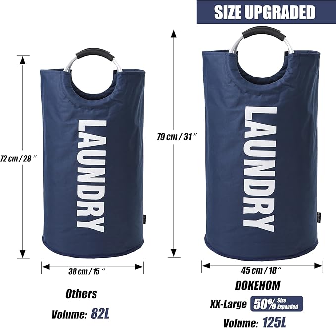 DOKEHOM 125L X-Large Collapsible Washing Laundry Basket Bag