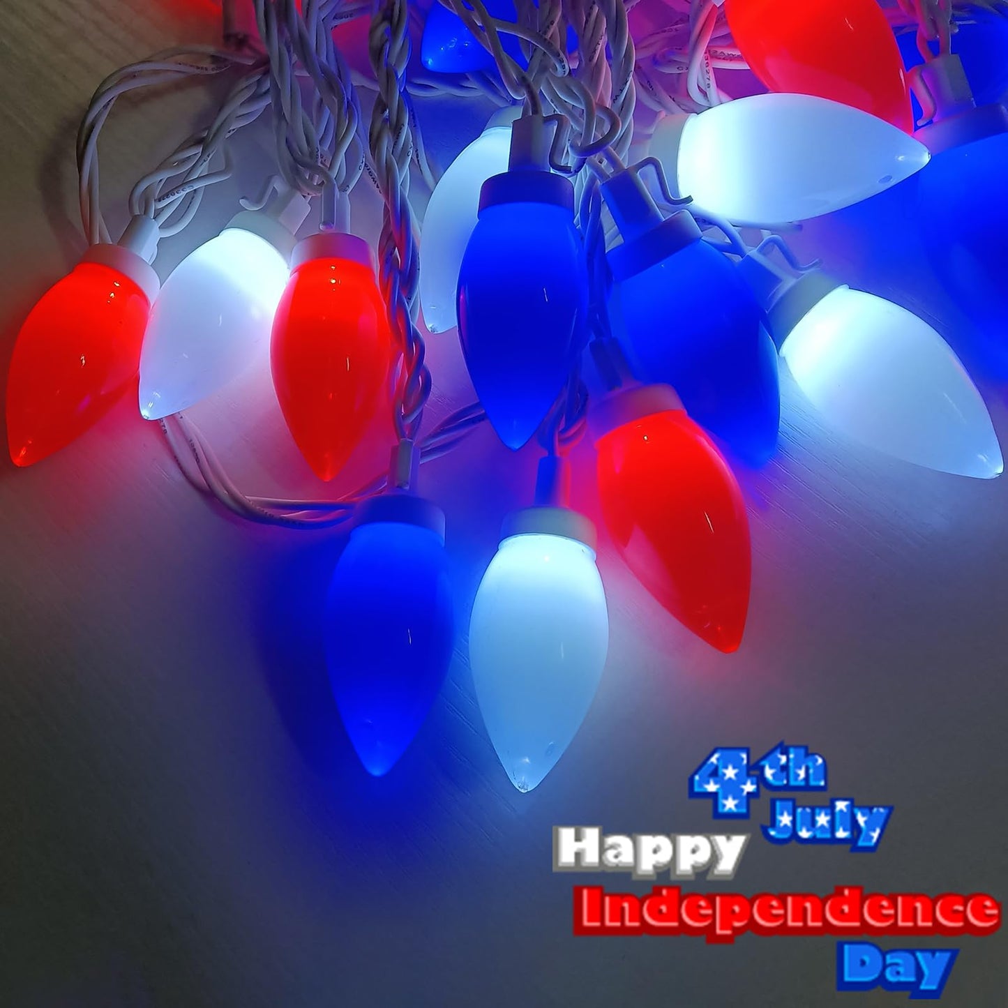 Fonusty Red White and Blue Lights 25Ft 4th of July Decorations Light with 25 LED Christmas Light, Plug-in Patriotic String Lights for Fourth July Christmas Home Presidents Day Memorial Day Decor