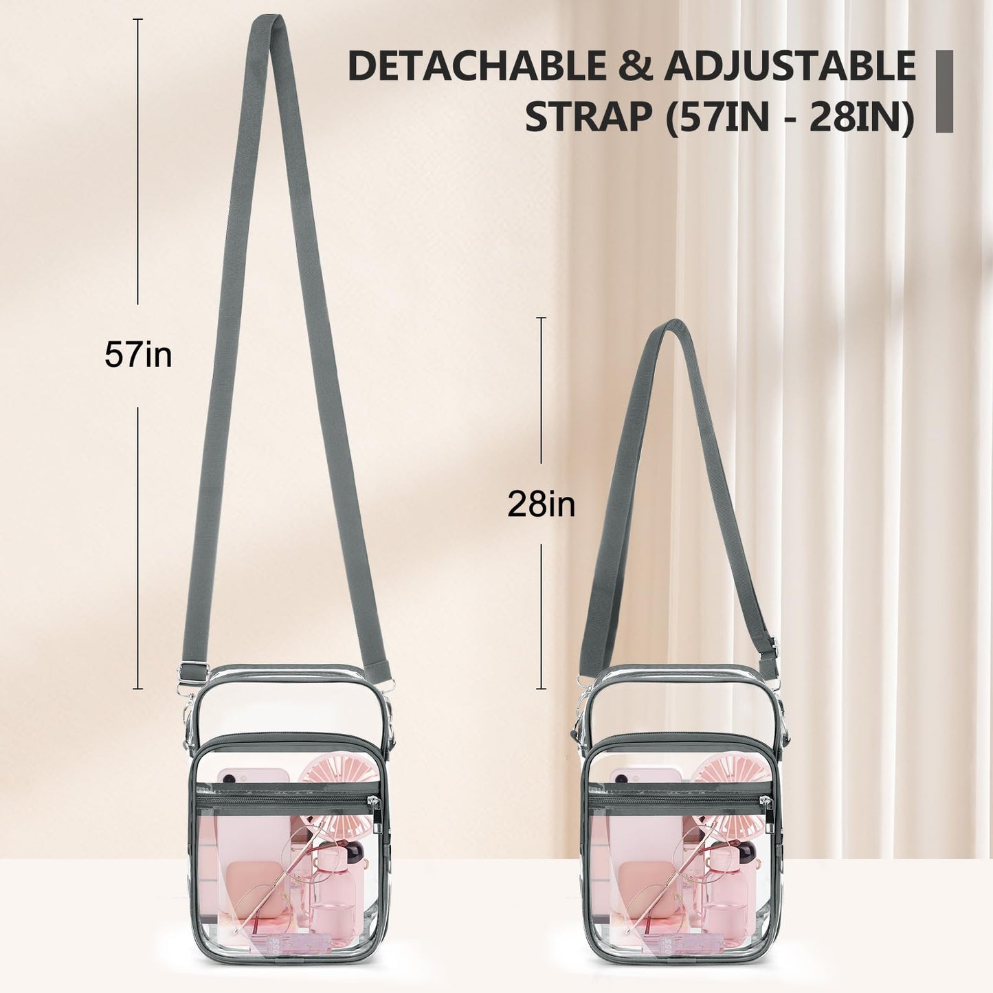 Blvornl Clear Crossbody Bag with Adjustable Shoulder Strap, Stadium Approved PVC Purse Bag, Messenger Bag