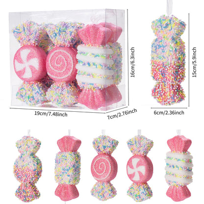 LANGXUN 6pcs Candy Land 2025 Xmas Birthday Party Wedding Suppiles Decoration, Hanging Candy Cane Christmas Tree Décor, Christmas Decorative Hanging Ornaments Crafts