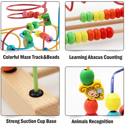Jacootoys Toddlers Bead Maze Roller Coaster Animal Circle Toys Educational Abacus Beads Game for Boys Girls Baby Gift