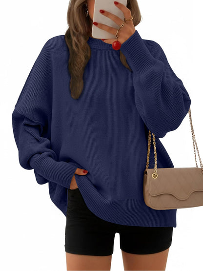 EFAN Women's Oversized Sweaters 2025 Fall Crewneck Batwing Sleeve Pullover Sweaters