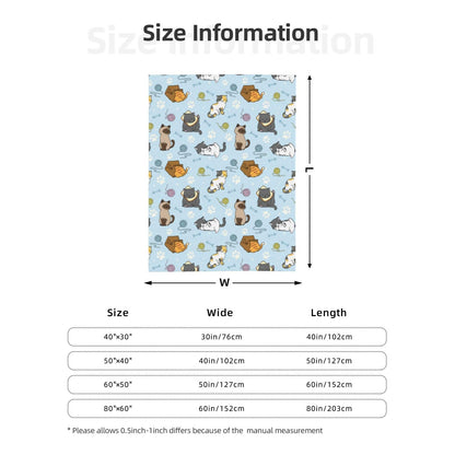 Soft Fluffy Cat Pattern Blanket, Cute Feline Design Cozy Throw Blanket for Adults Kids Pet,Lightweight Warm Plush Fleece Blanket for Couch Bed Sofa, for Cat Lovers 50"x40"