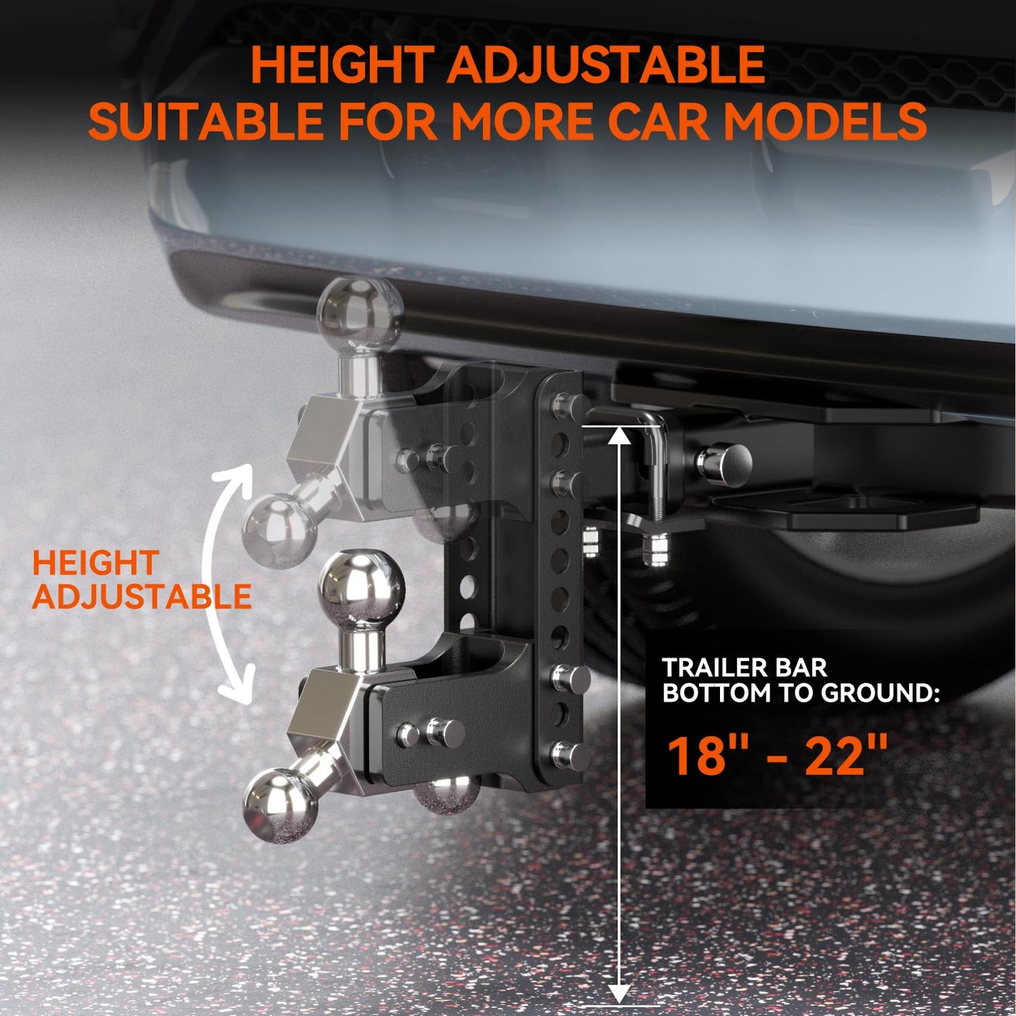 SHOCKENT Adjustable Trailer Hitch Drop Hitch Fits 2.5 Inch Receiver - 6" Drop/Rise Tow Hitch with Triple Balls (1-7/8", 2", 2-5/16") for Truck - 20,000 LBS GTW, Includes Hitch Pins