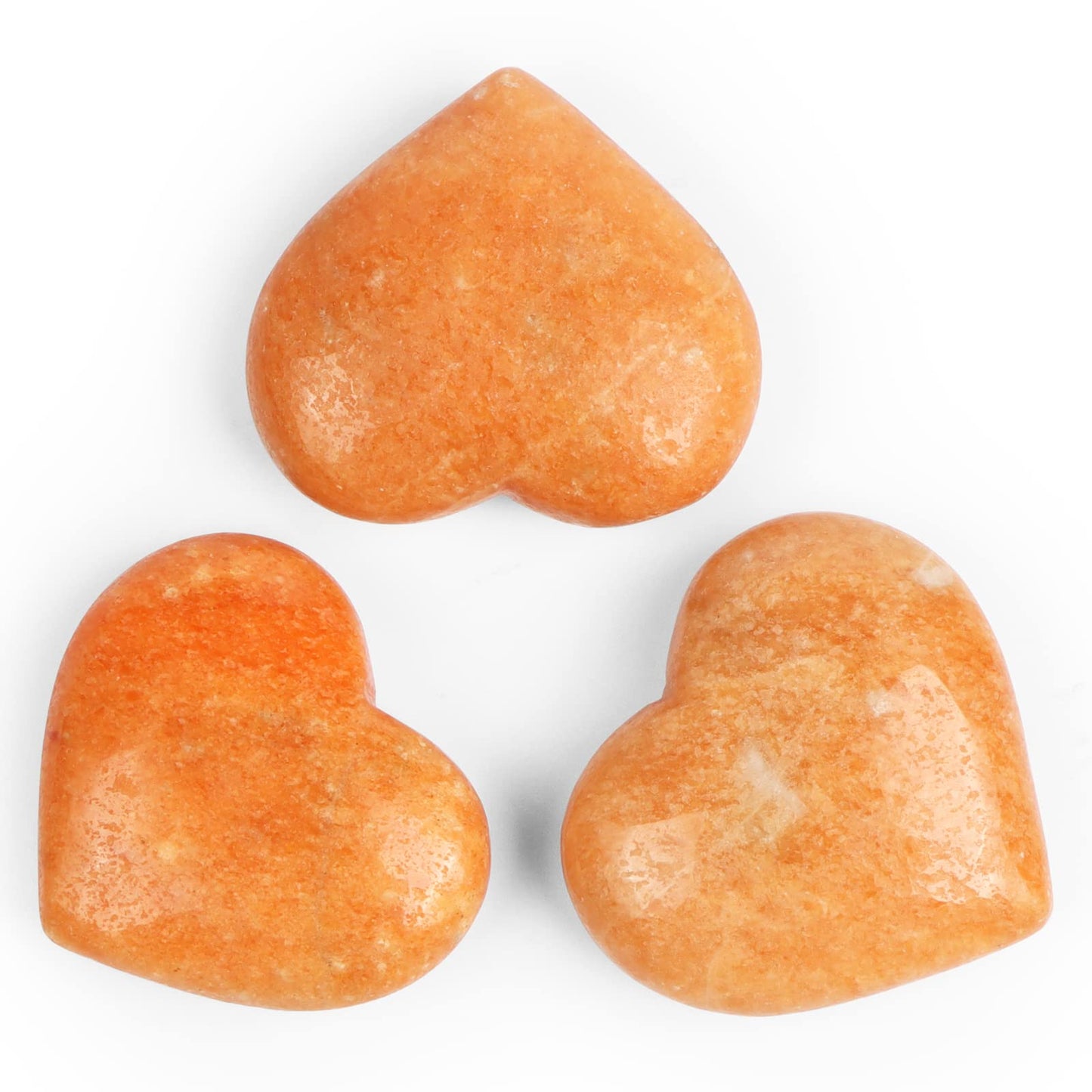 SMQ 60mm Orange Calcite Crystal Heart Shaped Worry Stone Hand Carved Polished Gemstone Pocket Palm Chakra Stones for Reiki Healing Meditation Valentines Anniversary Day Gifts