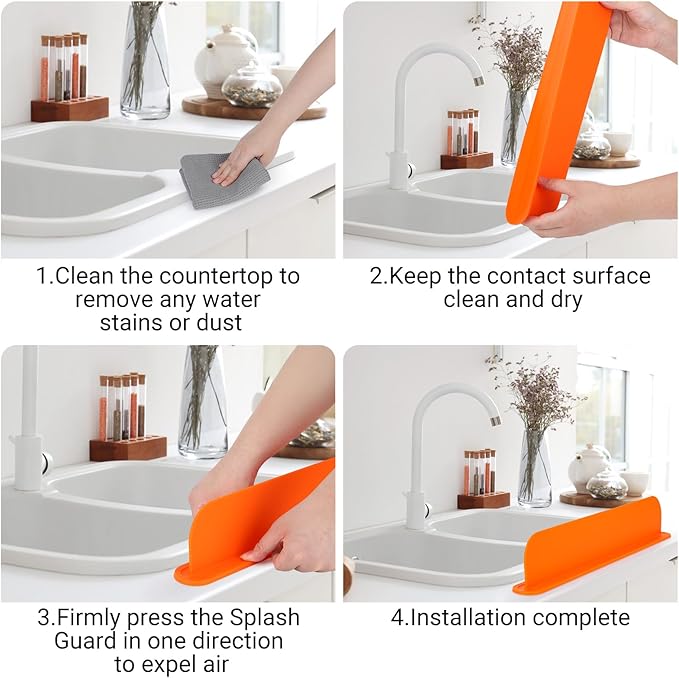 19.29 inch Sink Water Splash Guard, Silicone Sink Splash Guard, Backsplash