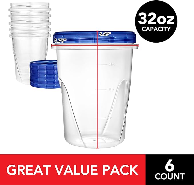 Stock Your Home 32oz Plastic Containers