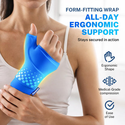 Fitomo Thumb & Wrist Ice Pack Wrap, Thickened Ice Gel Pad, Ergonomic Fit, Long Lasting Cold & Warm for Carpal Tunnel Relief, Arthritis, Computer Overuse Injuries, Post-Surgery, Post-Workout, Size S/M