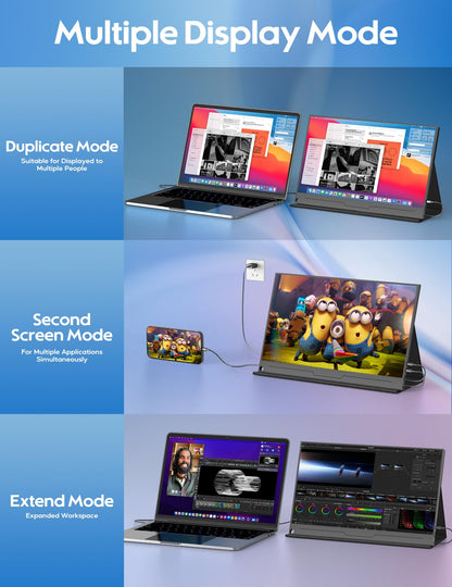 4K Portable Monitor 13.3" 3840 x 2160 UHD USB-C HDMI Laptop Monitor, 100% sRGB IPS Computer Gaming Display HDR Travel Monitor w/Speakers for Laptop Xbox PS5 Switch PC Phone