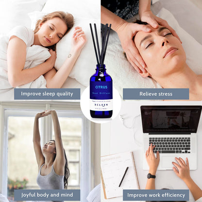 Reed Diffusers Set, 3.7 Oz Scent Diffuser, 6 Reed Diffuser Sticks, Home Fragrance Hyacinth, Peony & Citrus, Aromatherapy Oil Diffuser Reeds, More Masculine Scent, Bathroom & Office Decor 110ml
