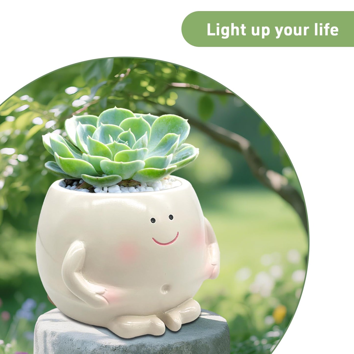 ChilArt 3.5" Smiley Face Planter Pot,Funny Belly Planters Design,with Drainage Hole Resin Cute Plant Pot,for Indoor Outdoor Plants