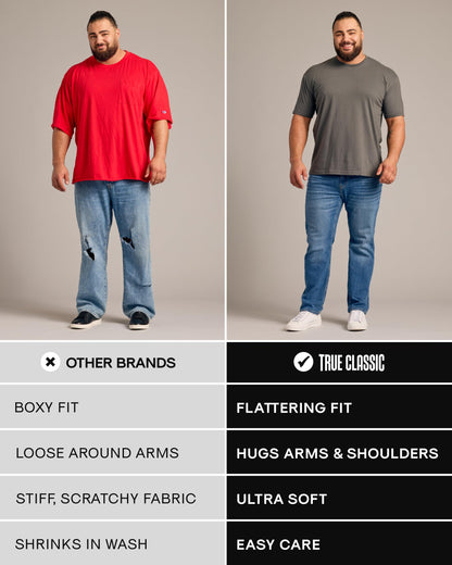 True Classic Mens T-Shirts - Short Sleeve Crew Neck Plain Novelty T Shirt for Men, Pack of 3, Variety, M