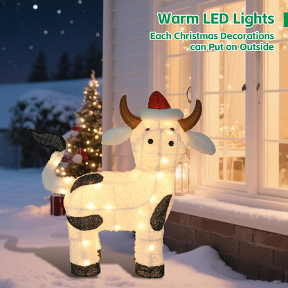 Light Up Cow Christmas Outdoor Decoration, Farm Animal 30.3” Christmas Highland Cow Light, Xmas Indoor/Outdoor Holiday Decor for Home, Yard, Garden, Lawn