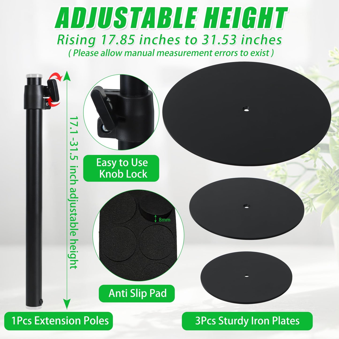 Adjustable Plant Risers for Inside Pots, 17-31" Rise Metal Planter Insert Filler for Large Pots, Plant Lift Pot Risers for Indoor Outdoor Tall Taper Planter Container (6" 8" 10" Base Top, Set of 1)