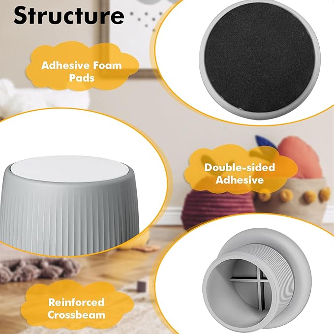 Adjustable Furniture Bed Risers, 1.6-2.6 inch Bed Risers Gray, Durable Plastic