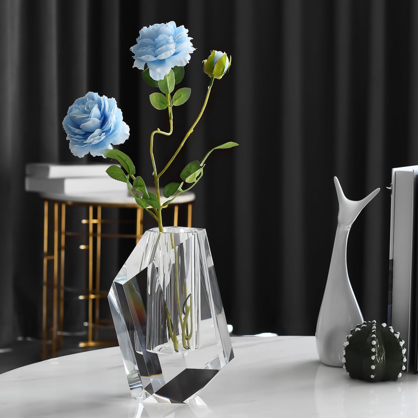 Marvala Flower Vases, Premium Clear Modern Crystal Vase, Anniversary Centerpiece, Crafted for Table, Home Decoration, Wedding or Luxury Gifts