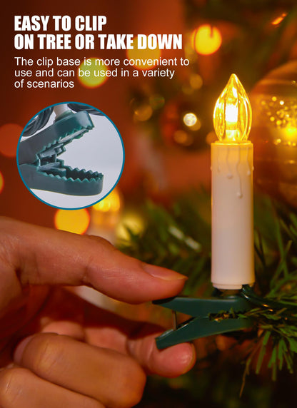 Christmas Tree Candle String Lights Plug in, 50 LED Flameless Candle Lights with Clips, 48Feet Candle Twinkle Lights for Xmas Tree Festive Holiday Seasonal Celebration Decoration, Warm White