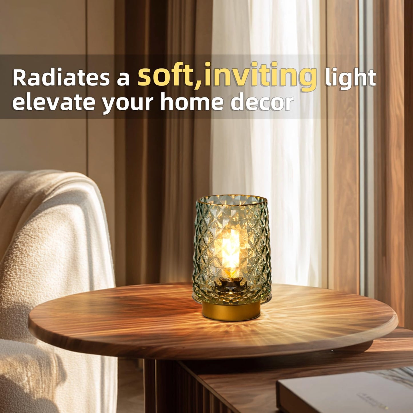 MJ PREMIER Battery Operated Table Lamp, Small Cordless Lamp with Timer Decorative Ambient Lighting, Emergency LED Lamp Nightstand for Bedroom Living Room Indoor Decor Housewarming Gift