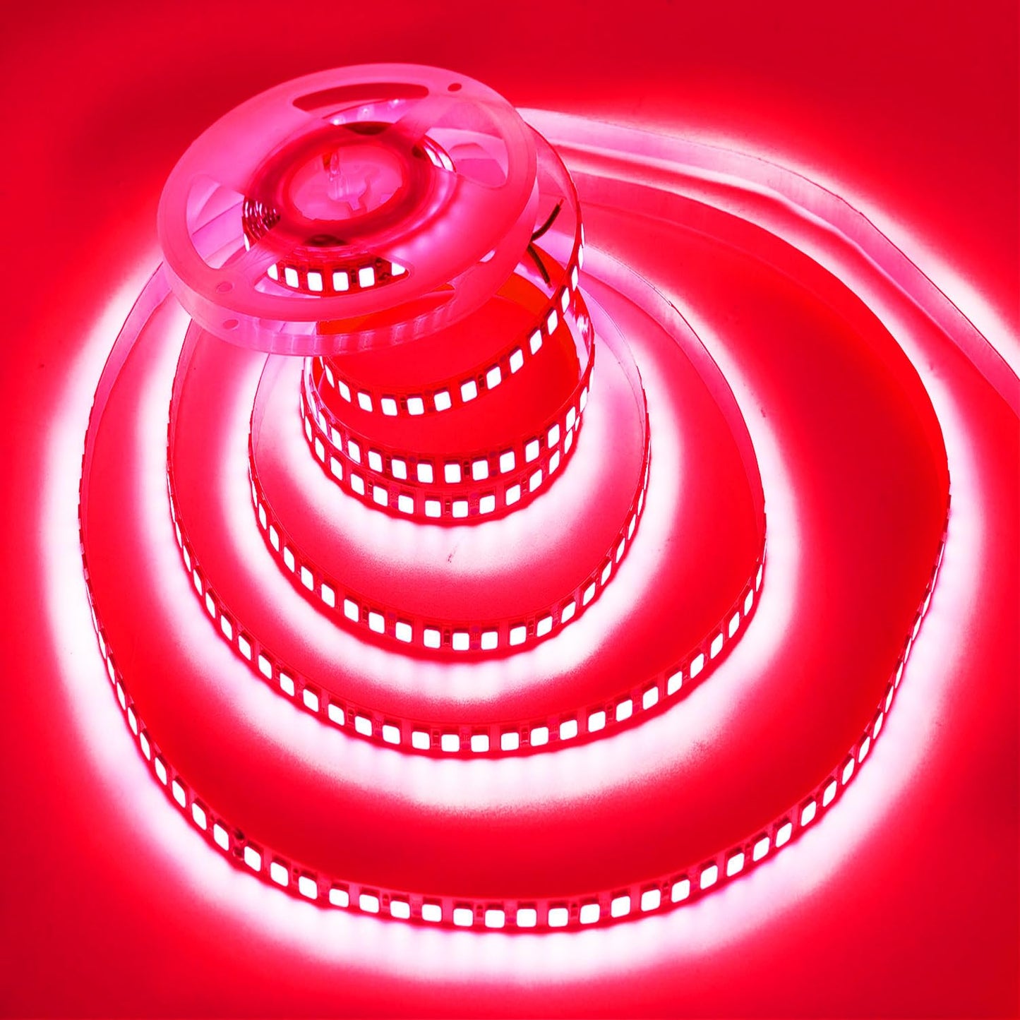 HAASHADA LED Lights Strips, Super Bright DC12V 5m/16.4ft 15000LM SMD5054 (5050 Upgraded) 600 LEDs Strip Lights, Dimmable Flexible LED Ribbon Tape Strips, Non-Waterproof Red