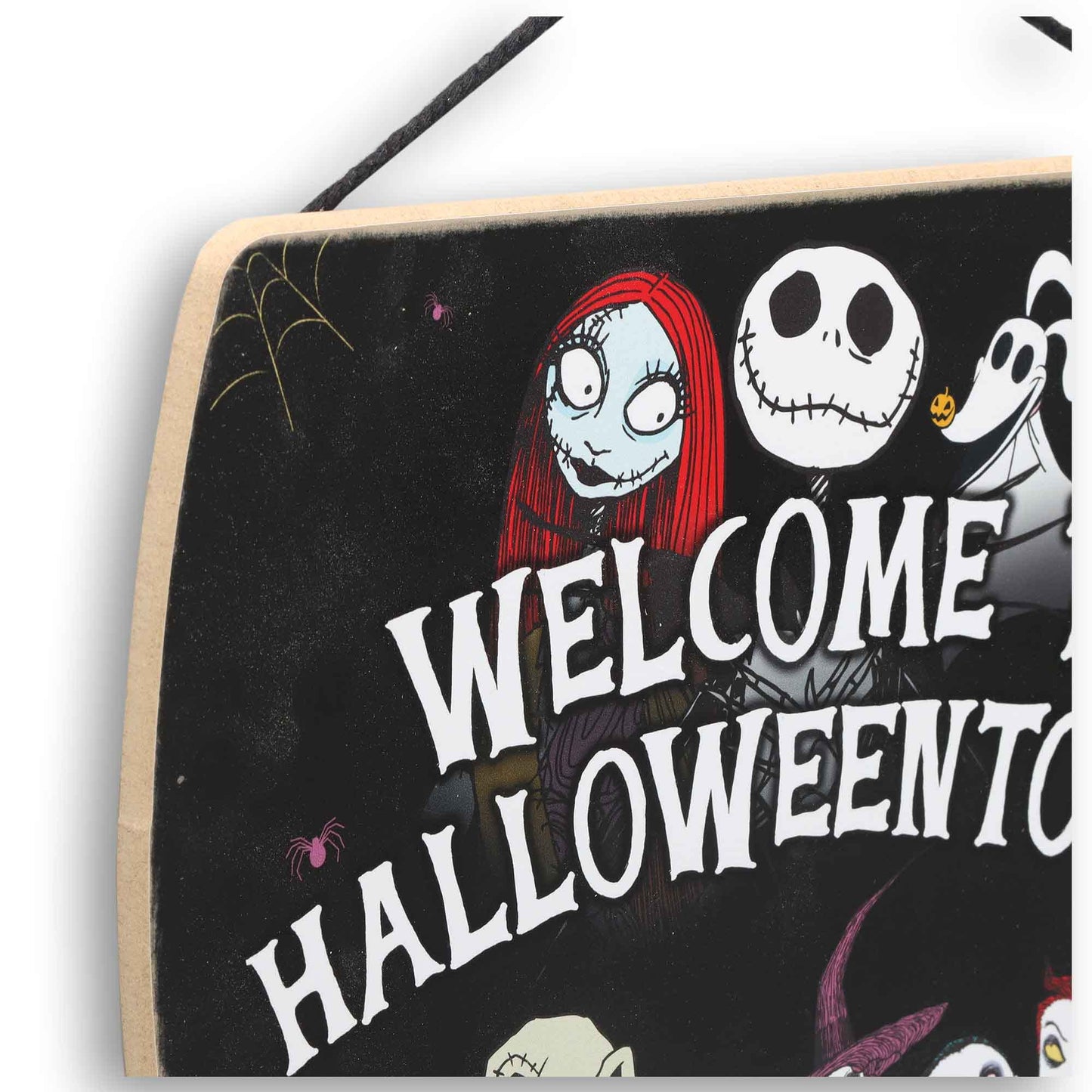 Disney The Nightmare Before Christmas Welcome to Halloween Town Hanging Wood Wall Decor - Fun Halloween Sign for Home