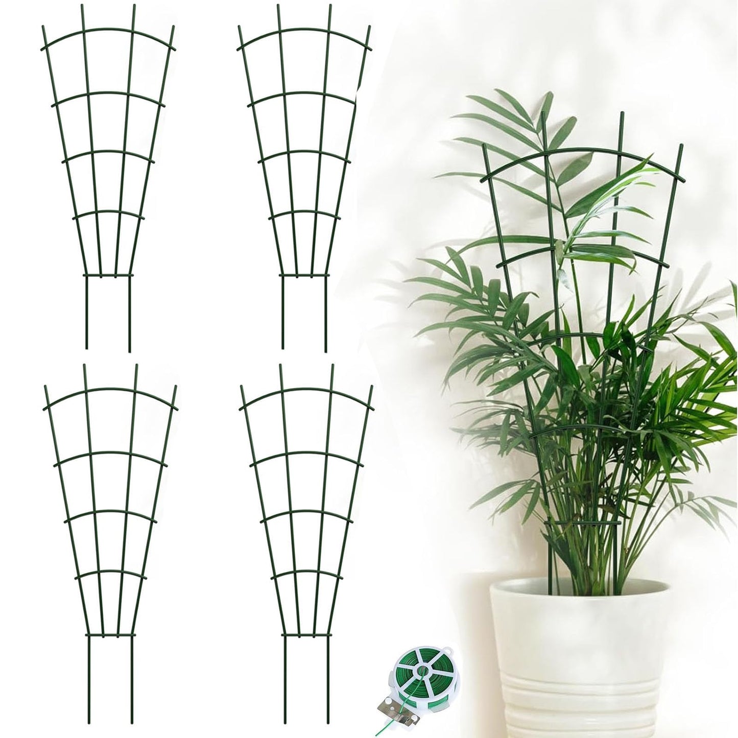 DOLEMODUO 4-Pack Metal Trellis for Potted Plants, 43" Heavy Duty Garden Trellis for Climbing Plants, Rustproof Powder Coated Indoor/Outdoor Trellis for Climbing Vines, Flowers, Houseplants