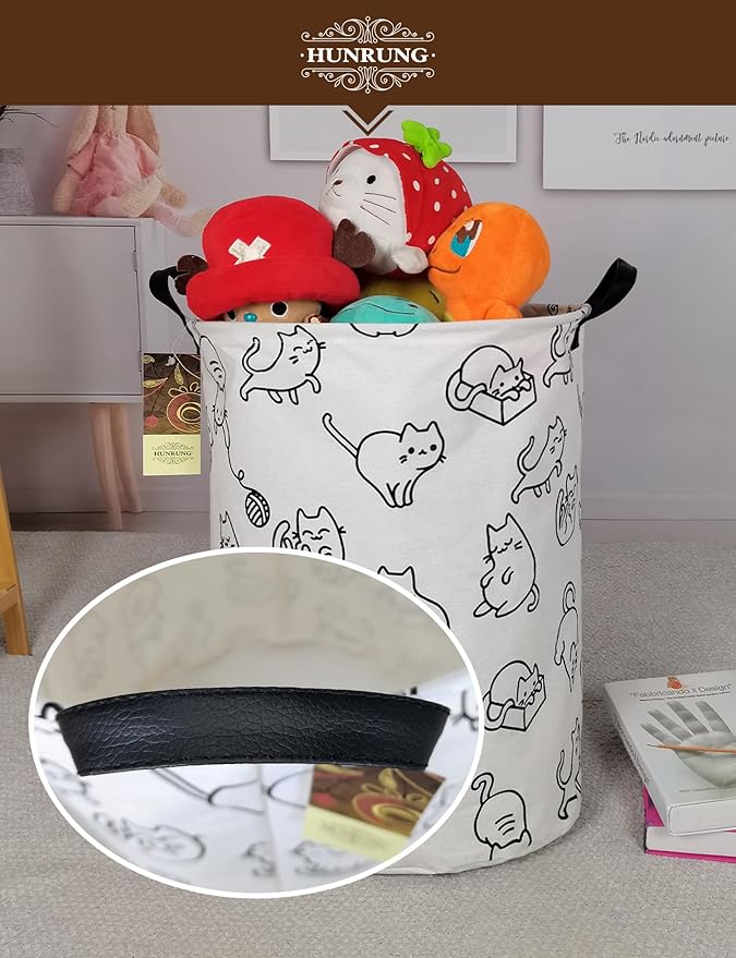 HUNRUNG Laundry Hamper, Large Canvas Fabric Lightweight Storage Basket Toy
