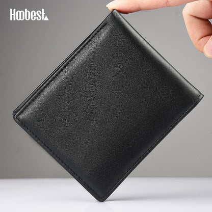 Hoobest RFID Blocking Genuine Leather Wallet, Men Slim Wallets with RFID Block Technology,Stop Electronic Pick Pocketing-Travel Wallet