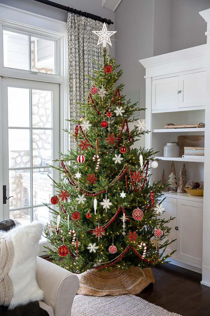 Briful 80ct Red & White Christmas Balls Ornament Set, Plastic Shatterproof Christmas Ornament Balls with Tree Topper Candy Canes Snowflakes for Xmas Tree Wreath Garland Decor
